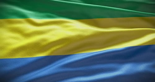 Gabunische Nationalflagge weht 4K