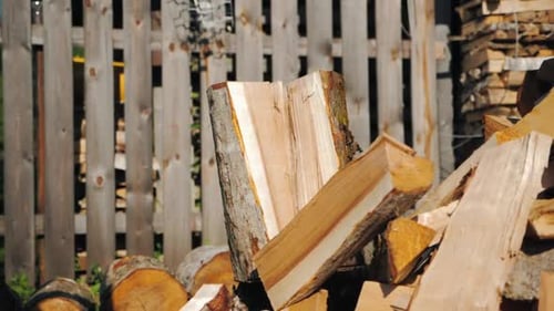 Chopping Wood with an Axe Outdoors