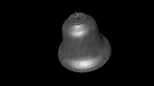 3D Animated Metal Bell Ringing on Black Background