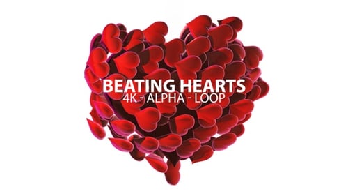 Glossy Red Hearts Floating Animated Loop
