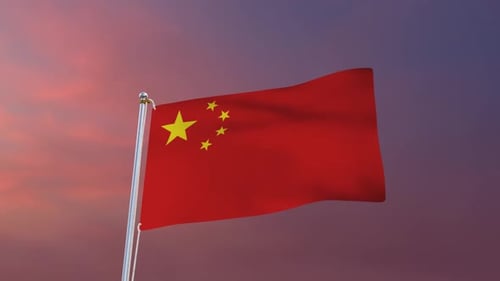 3D China Flag Waving in Realistic Slow Motion