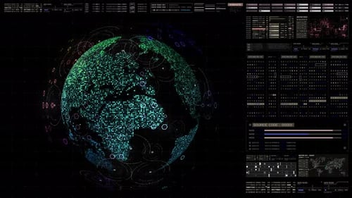Futuristic Digital Earth Globe with HUD Data Interface