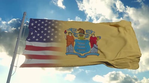 New Jersey State Flag Morphing into USA Flag Animation