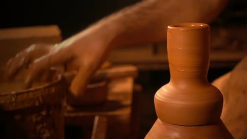 Pot Made Of Clay Workshop Slow Motion