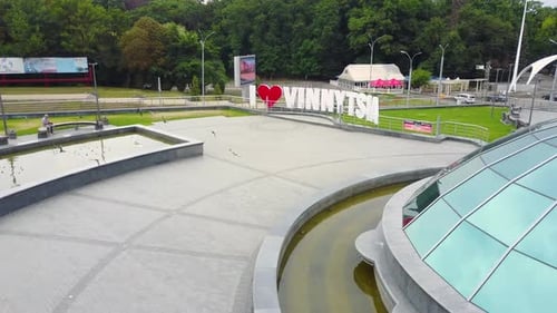 Aerial View of Urban City Park and Glass Dome