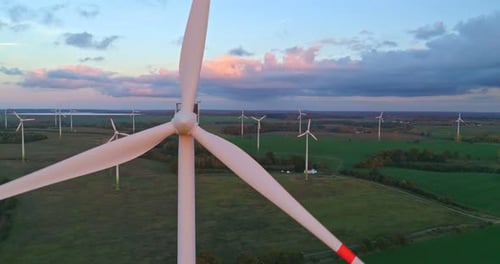 Wind Turbines Generating Clean Energy at Sunset