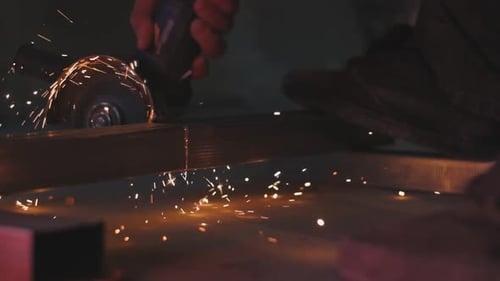 Man Works Circular Saw