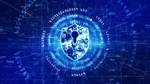 Futuristic Digital Security Shield Icon Technology Background