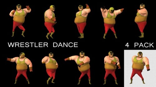 Animated 3D Cartoon Wrestler Character Poses and Moves Collection