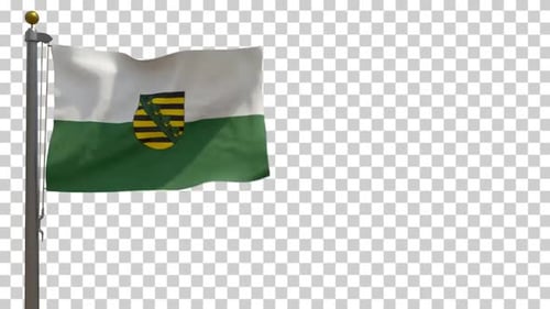 Waving Flag of Saxony with Alpha Channel