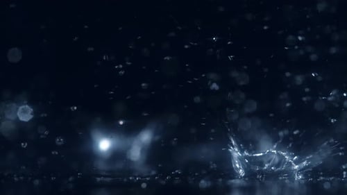 Water Drops Splashing in Slow Motion on Surface