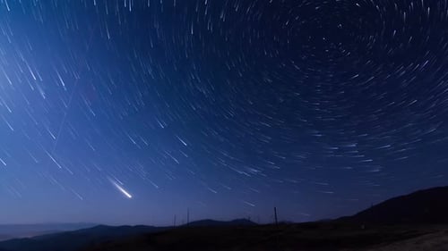 Traces of Stars Against the Night Sky Shot Long Exposure