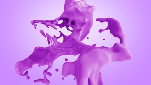 Vivid Purple Liquid Splash Element with Alpha Channel
