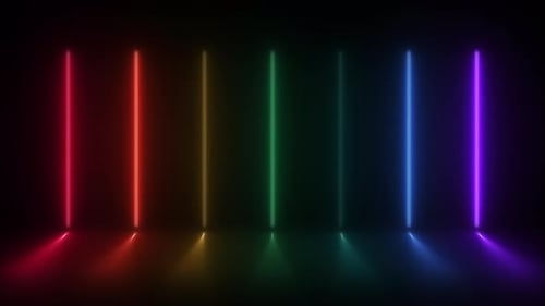 Looping Vertical Neon Light Bars with Dynamic Color Cycle