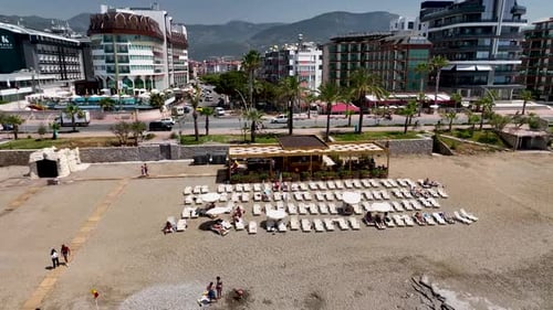 Beach Bar aerial view 4k