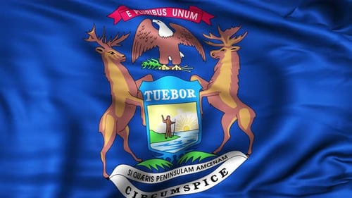 Michigan State Flag Waving Animation