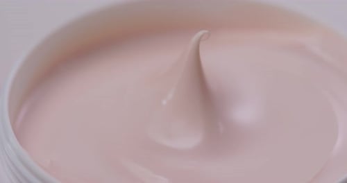 Pastel Pink Cream in Jar, Close Up Shot