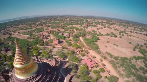 Aerial View of Ancient Temples Landscape