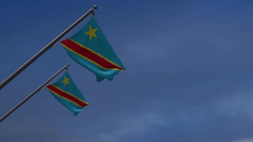 Democratic Republic of Congo Flag Waving in Realistic 3D Animation