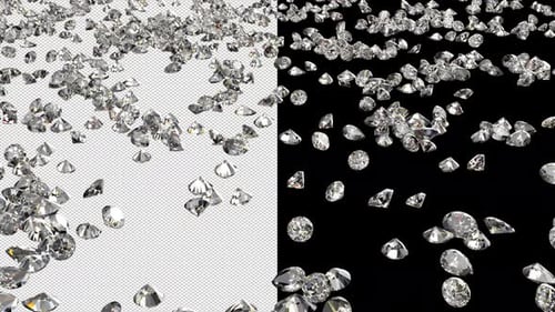 Sparkling Diamonds Falling Alpha Channel Animation