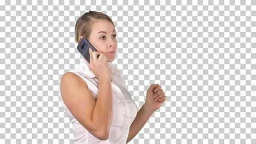 Woman Talking on Phone While Gesturing