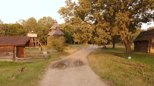 Tourists in Outdoor Architecture Historical Museum