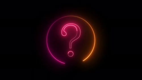Animated Neon Question Mark with Rotating Glowing Circle
