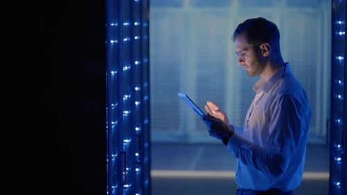 Male Server Engineer in Data Center