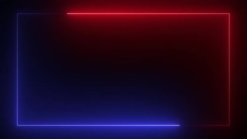 Vídeo em loop contínuo de linha de quadro retangular com efeito de néon vermelho e azul