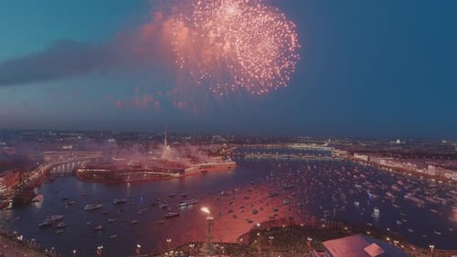 Festive Salute Over the Peter and Paul Fortress in a Significant Victory Day for the Country on May