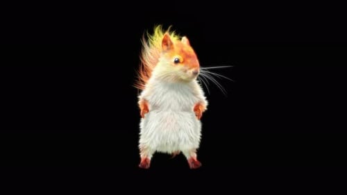 Fiery Squirrel Standing Still Animation with Translucent Background