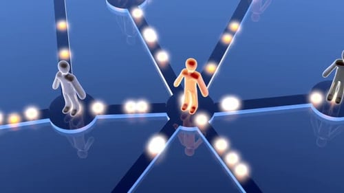 Animated 3D People Connecting in a Social Network Grid