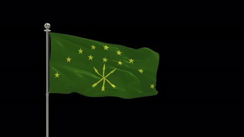 Realistic Waving Flag of Adygea with Alpha Channel