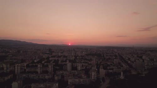Sunset in SofiaBulgaria Beautiful Aerial View Over South Park