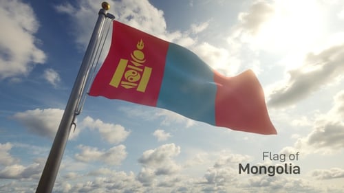 Realistic Mongolian Flag Waving Animation