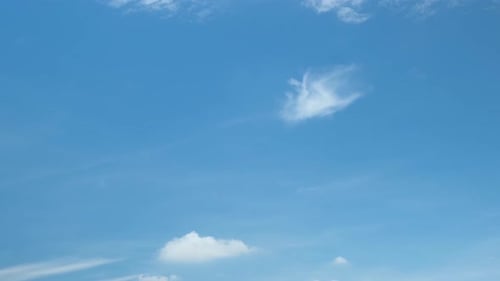 Blue Sky with Fluffy Clouds Aerial View