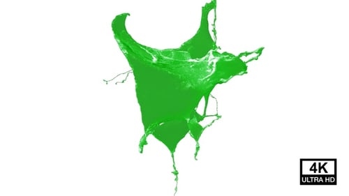 Collision Of Streaming Green Paint Splash V5