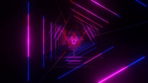 Túnel espacial futurista sem fim com luzes de néon