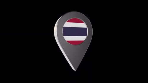 Rotating 3D Location Pin with Thailand Flag