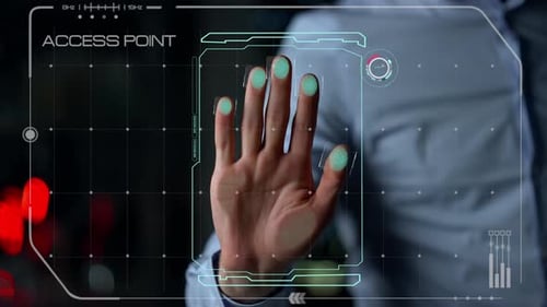 Biometric Hand Scan Process Allow User Access Identifying Personality Close Up