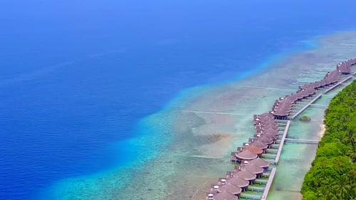 Aerial drone abstract of seashore beach voyage by blue sea and sand background