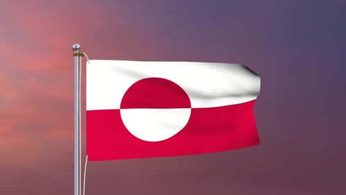 Realistic 3D Waving Greenland Flag Animation
