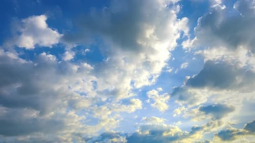 Sky Panorama with Blue Sky and White Clouds
