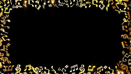 Golden Musical Notes Animated Border Frame