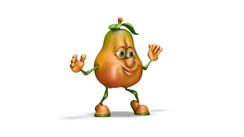 3D Animated Pear Character Dancing and Gesturing