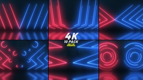 Vibrant Neon Lines and Geometric Shapes Loop Background