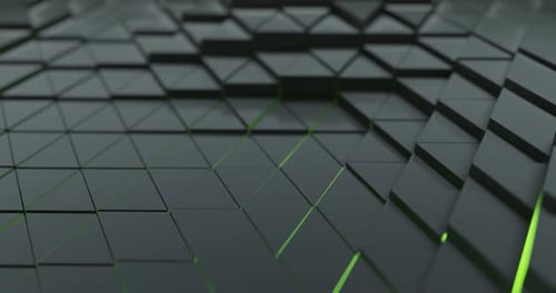 green glow under dark moving triangles.