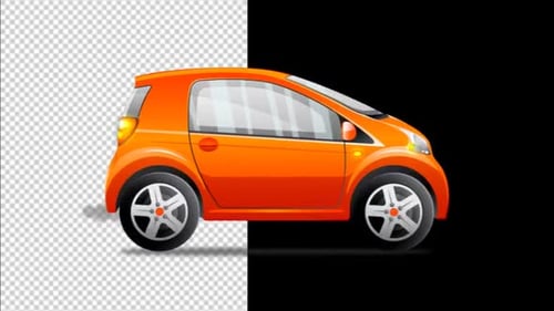2D Animated Orange Mini Car Driving Loop