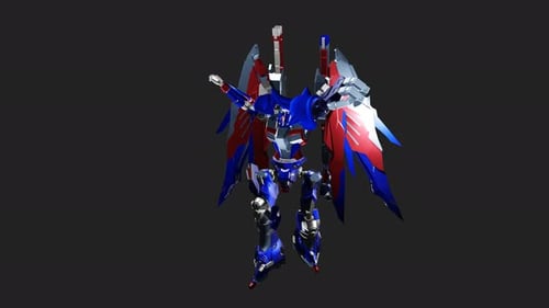 Futuristic Sci-Fi Robot Mecha Spinning 3D Animation