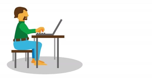 Person Typing on Laptop Flat Design Animation